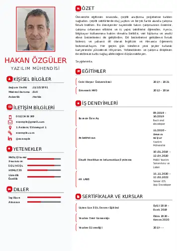 Yazılım Mühendisi Cv Örnekleri cv indir